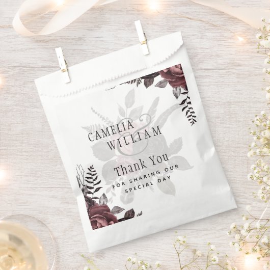 Dunkle Burgund Schwarze Rose Hochzeitsfest Winter Geschenktütchen (Ausgeschnitten)