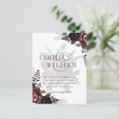 Dunkle Burgund Schwarze Rose Hochzeitsfest Winter Postkarte (Stehend Vorderseite)