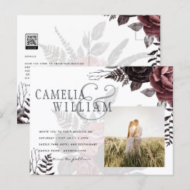 Dunkle Burgund Schwarze Rose Hochzeitsfest Winter Postkarte