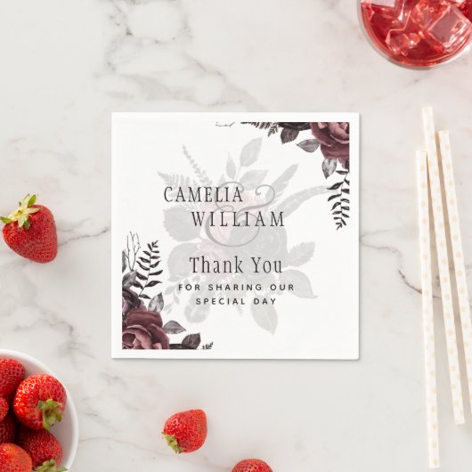 Dunkle Burgund Schwarze Rose Hochzeitsfest Winter Serviette (Beispiel)