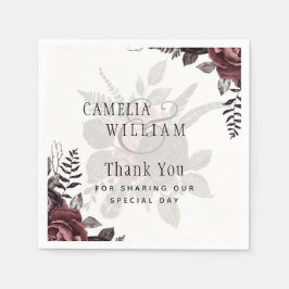 Dunkle Burgund Schwarze Rose Hochzeitsfest Winter Serviette