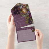 Dunkle Burgund Wein Gotische Flora Kein Abendessen All In One Einladung (Abreißtisch)