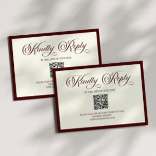 Dunkle Burgunder Elfenbein Hochzeits-QR-Code-RSVP- RSVP Karte