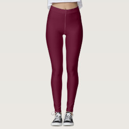 Dunkle Burgunderfarbe Einfarbig Leggings