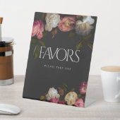 Dunkle Burgundy & Cream Peonies Schwarze Dusche Wi Sockelschild (In SItu)