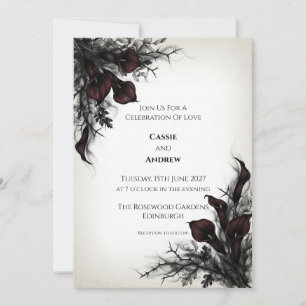 Dunkle Calla-Lilien-Dorn-Hochzeitseinladung Einladung