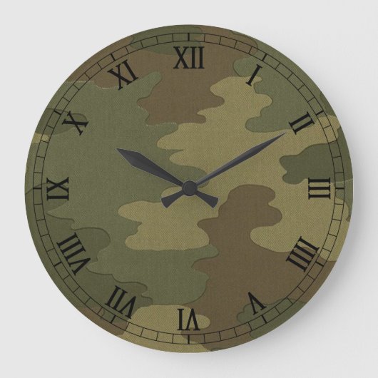 Dunkle Camouflage Rundrömische Numeruhr Große Wanduhr (Vorderseite)
