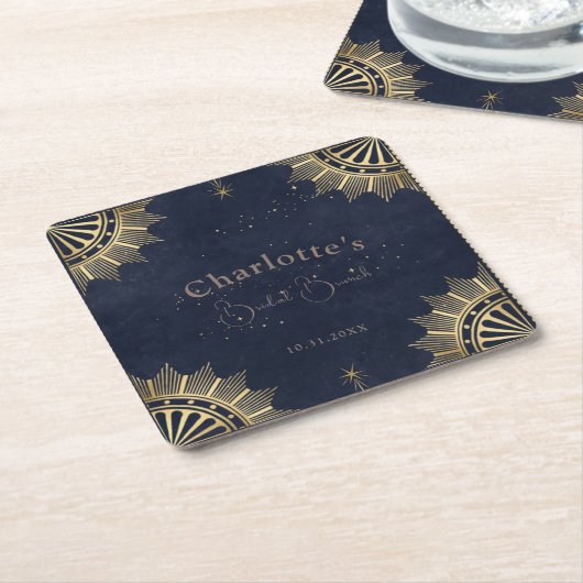 Dunkle Celestial Sun und Moon Bridal Brunch Dusche Rechteckiger Pappuntersetzer (angewinkelt)