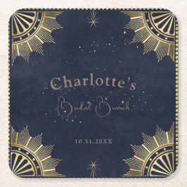 Dunkle Celestial Sun und Moon Bridal Brunch Dusche Rechteckiger Pappuntersetzer