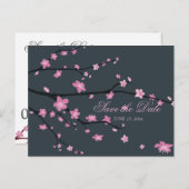 Dunkle Cherry Blossom Hochzeit speichern das Datum Ankündigungspostkarte (Vorne/Hinten)