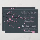Dunkle Cherry Blossom Hochzeit speichern das Datum Save The Date (Vorne/Hinten)