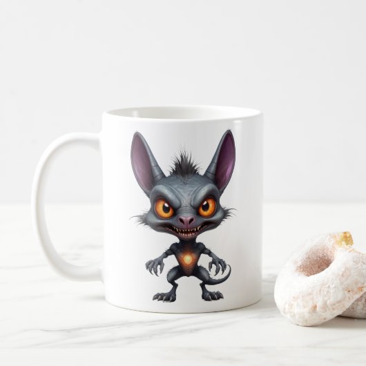 Dunkle Chupacabra Art Halloween Fantasy Creature Kaffeetasse (Mit Donut)