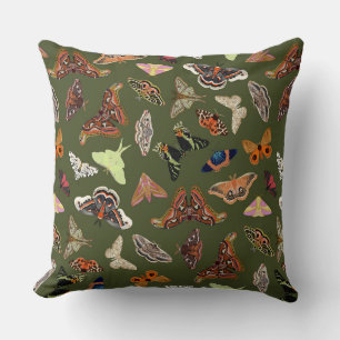 Dunkle Cotattcore Moth Green Kissen