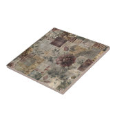 Dunkle Cottage-Blumenpatchwork - Burgunderrot & Ho Fliese (Seite)