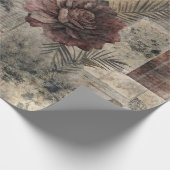 Dunkle Cottage-Blumenpatchwork - Burgunderrot & Ho Geschenkpapier (Ecke)