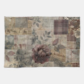 Dunkle Cottage-Blumenpatchwork - Burgunderrot & Ho Geschirrtuch (Horizontal)