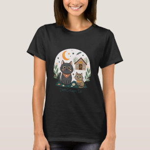 Dunkle Cottagecore Katzen mit Hütte und Mondsichel T-Shirt