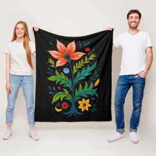 Dunkle Cottagecore melancholische Boho-Volkskunst  Fleecedecke