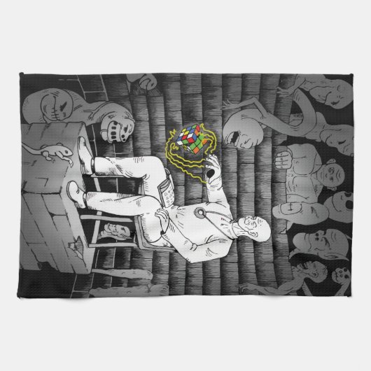 Dunkle Cube Magie Geschirrtuch (Horizontal)