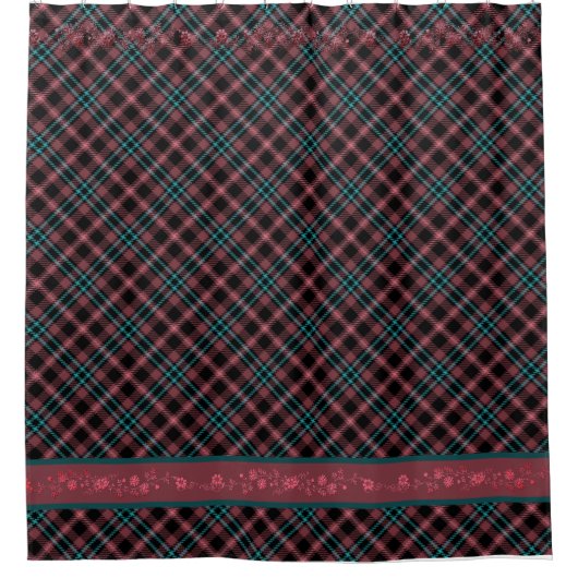 Dunkle Cyan-Blush-Black-Uhr Duschvorhang (Vorderseite)