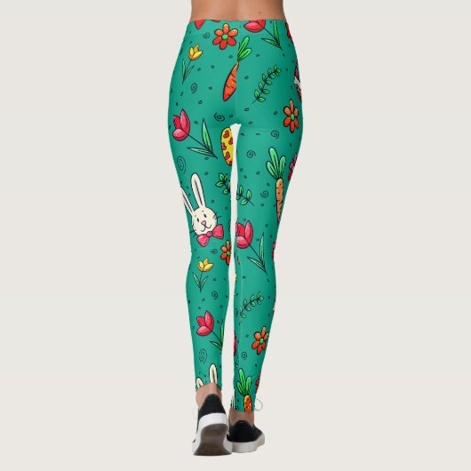 Dunkle Cyan Oaster Pattern Leggings (Rückseite)