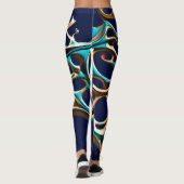 Dunkle Cyan- und Gold-Arabeske-Leggings Leggings (Rückseite)
