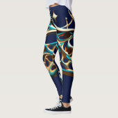 Dunkle Cyan- und Gold-Arabeske-Leggings Leggings (Links)