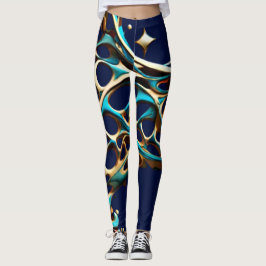 Dunkle Cyan- und Gold-Arabeske-Leggings Leggings