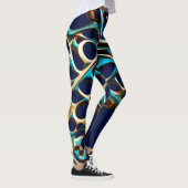 Dunkle Cyan- und Gold-Arabeske-Leggings Leggings (Rechts)