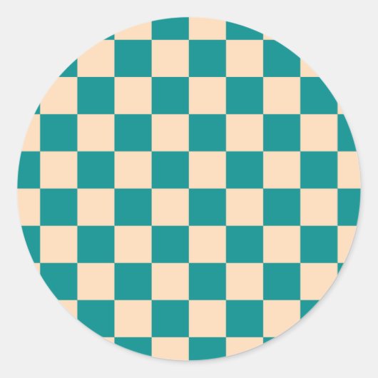 Dunkle Cyan- und Soft Peach-Karton Runder Aufkleber (Vorderseite)