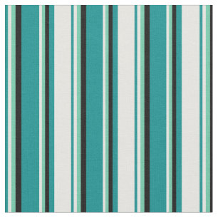 Dunkle Cyan, Weiß, Aquamarine und schwarze Linien Stoff