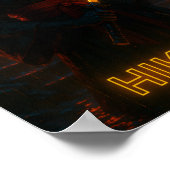 Dunkle Cyberpunk-Anime-Girl mit glühender Katana Poster (Ecke)