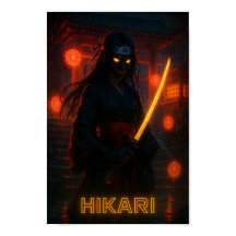 Dunkle Cyberpunk-Anime-Girl mit glühender Katana