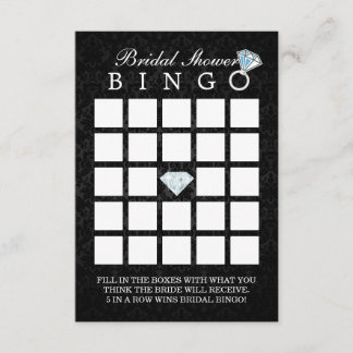 Dunkle Damask Diamond Brautparty Bingokarten Einladung