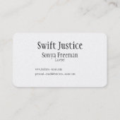 Dunkle Deko-Dame von Gerechtigkeit Visitenkarte (Rückseite)