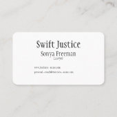 Dunkle Deko-Dame von Gerechtigkeit Visitenkarte (Rückseite)