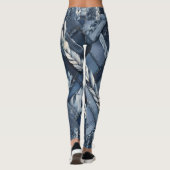 Dunkle denim-patchwork mit zöpfen und distressing leggings (Rückseite)