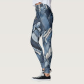 Dunkle denim-patchwork mit zöpfen und distressing leggings (Links)