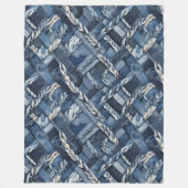 Dunkle Denim-Patchwork- und Zopf-Optik mit Distres Fleecedecke (Vorderseite)