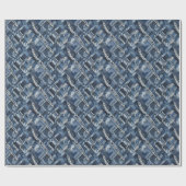 Dunkle denim-reparatur-patchwork-und-zöpfe geschenkpapier (Flach)