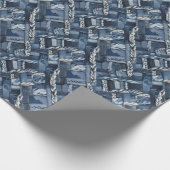 Dunkle denim-reparatur-patchwork-und-zöpfe geschenkpapier (Ecke)