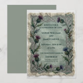 Dunkle Distel-Hochzeit Einladung (Vorne/Hinten)