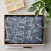 Dunkle distressed Denim-Patchworkarbeit und Zöpfe Seidenpapier (Geschenk)