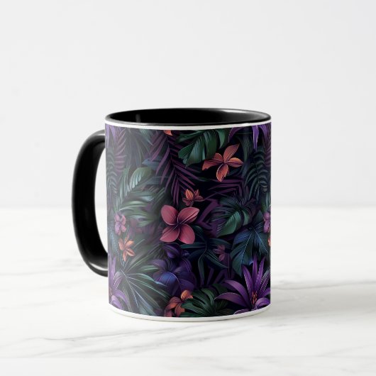 Dunkle Dschungel-Blume Tasse (Vorderseite Links)