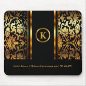 Dunkle Dunkle Gold- und schwarze Blütenmatte Mousepad (Vorne)