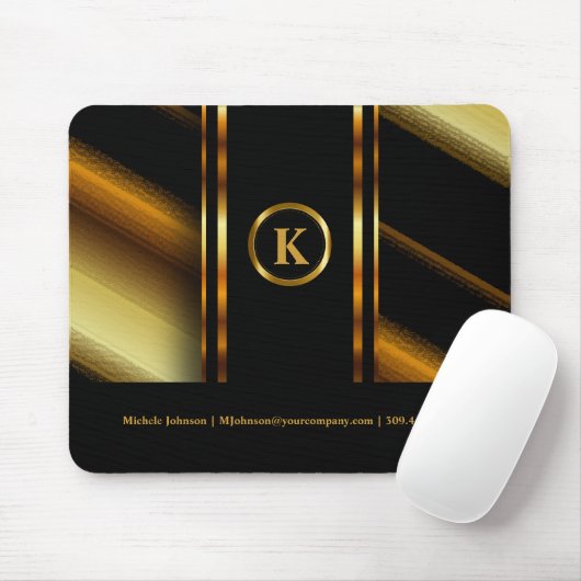 Dunkle dunkle Gold- und schwarze Diagonalstreifen Mousepad (Mit Mouse)
