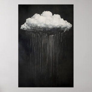 Dunkle, düstere Regenwolke bei Nacht Druck, Dunkel Poster