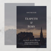 Dunkle Edinburgh-Skyline Save-the-Date-Karte | Got Save The Date (Vorne/Hinten)