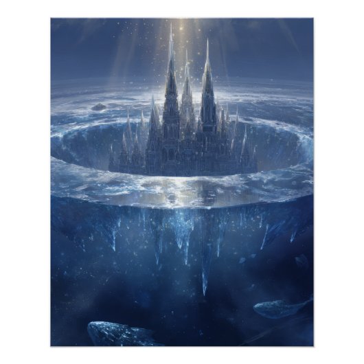 Dunkle Eisspitze im gefrorenen Halomeer Poster (Vorderseite)