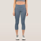 Dunkle Electric Blue Solid Color Capri Leggings (Vorderseite)